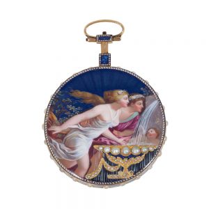French gold, enamel, pearl set open faced verge Circa 1820