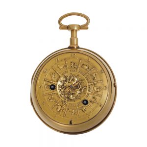Gold oignon watch with alarm and mock pendulum Circa 1690