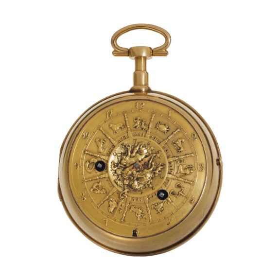 Gold oignon watch with alarm and mock pendulum Circa 1690