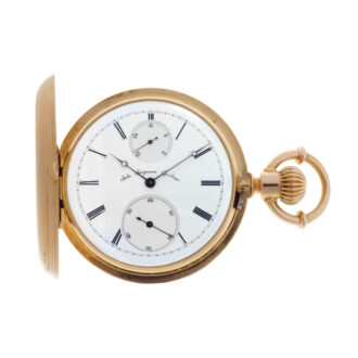 Danish 18k rose gold full hunter with power reserve Circa 1890