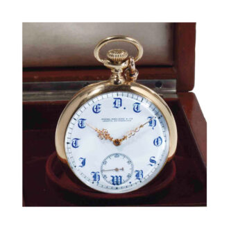 Swiss gold open faced lever with personalized dial Circa 1911