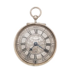 English silver pair cased verge watch with date Circa 1715