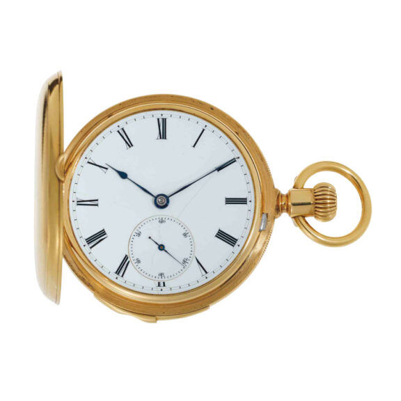 Swiss gold hunting cased minute repeating lever Circa 1870 Swiss gold hunting cased minute repeating lever Circa 1870