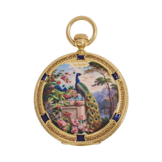 Early, rare 18k gold and enamel hunting cased lever Circa 1859