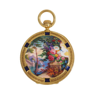 Early, rare 18k gold and enamel hunting cased lever Circa 1859