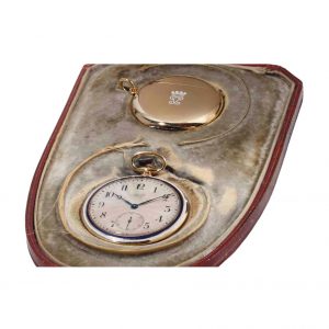 French gold lever dress watch with gold match box Circa 1911