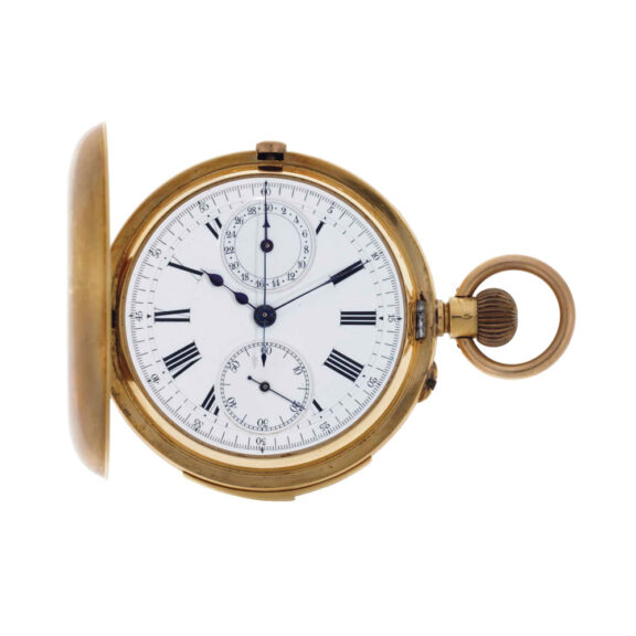 Swiss minute repeating half hunter chronograph Circa 1910 Swiss minute repeating half hunter chronograph Circa 1910