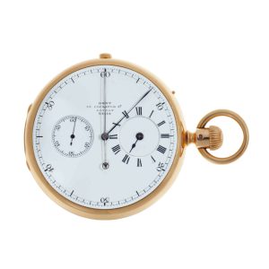 English chronograph with rare central min register Circa 1860