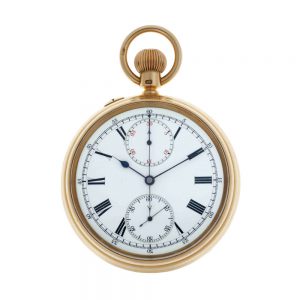 English chronograph with 52½ minute carrousel Circa 1896