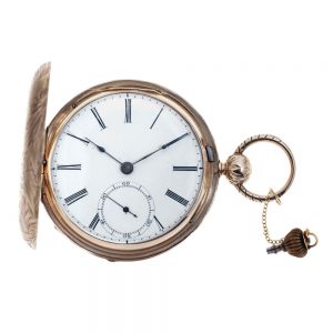 American gilt full hunter with pin plate movement Circa 1854