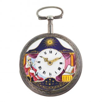 Swiss silver and enamel open faced verge watch Circa 1800