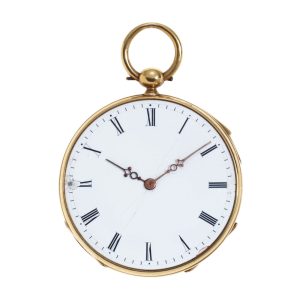 German 18 carat gold open faced quarter repeater Circa 1840