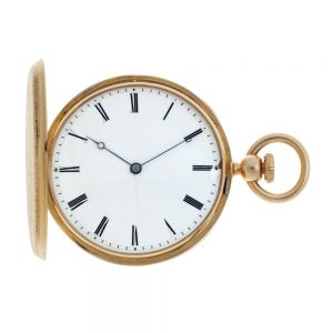 Early Swiss 18k gold hunting cased cylinder watch Circa 1851