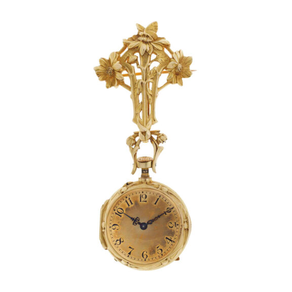 Attractive gold and opal Art Nouveau pendant watch Circa 1900 Attractive gold and opal Art Nouveau pendant watch Circa 1900