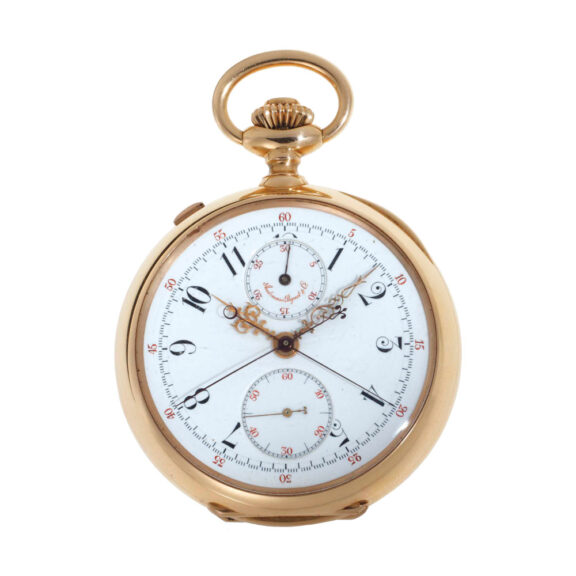 Swiss gold open faced split seconds chronograph Circa 1913