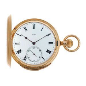 Swiss gold hunting cased minute repeating lever Circa 1900