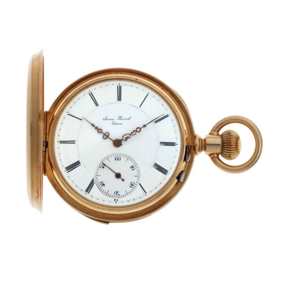Swiss gold hunting cased minute repeating lever Circa 1900