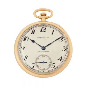 Swiss 18 carat gold open faced keyless lever watch Circa 1928