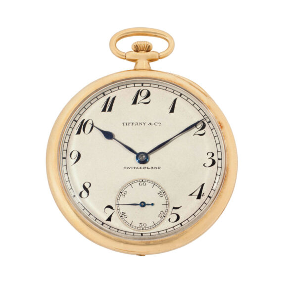 Swiss 18 carat gold open faced keyless lever watch Circa 1928