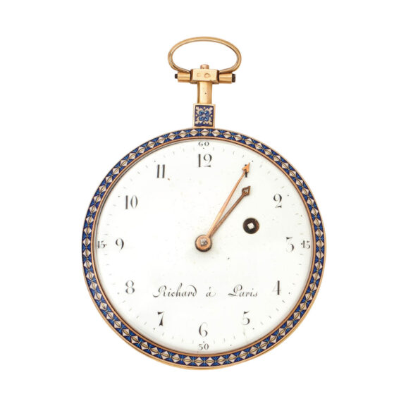 French gold and enamel open faced verge watch Circa 1790 French gold and enamel open faced verge watch Circa 1790