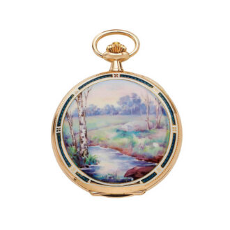 Swiss hunting cased double side enameled lever Circa 1910