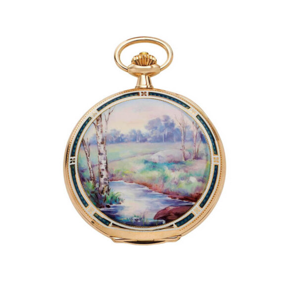 Swiss hunting cased double side enameled lever Circa 1910 Swiss hunting cased double side enameled lever Circa 1910