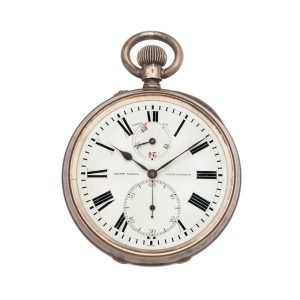 Swiss silver lever deck watch with power reserve Circa 1915