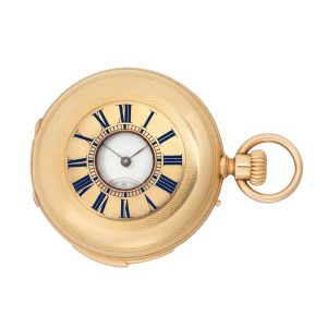 Swiss 18k gold half hunting cased quarter repeater Circa 1870