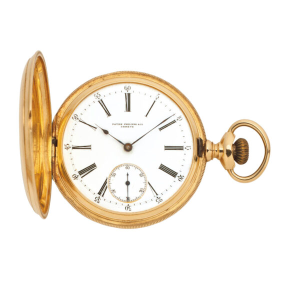 Swiss 18k gold hunting cased keyless lever watch Circa 1893