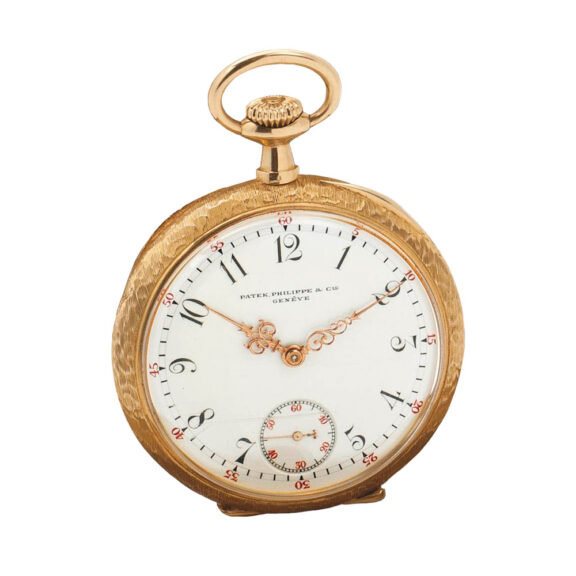 Fine Swiss 18k gold open faced keyless lever watch Circa 1906 Fine Swiss 18k gold open faced keyless lever watch Circa 1906