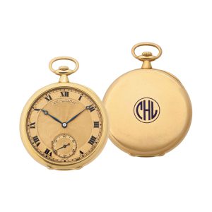 Swiss 18k gold open faced keyless lever watch Circa 1914
