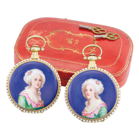 Rare Swiss mirror image pair of duplex watches Circa 1865 Rare Swiss mirror image pair of duplex watches Circa 1865