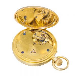 English gold hunting cased lever carrousel watch Circa 1887
