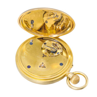 English gold hunting cased lever carrousel watch Circa 1887