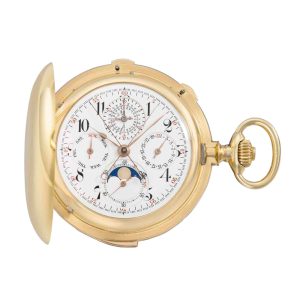 Swiss gold hunting cased complicated lever watch Circa 1894