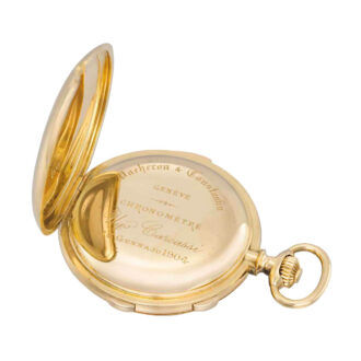 Swiss gold hunting cased complicated lever watch Circa 1894