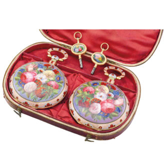 Important gold mirror image pair of duplex watches Circa 1830