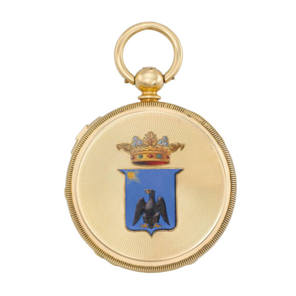 French gold and enamel hunting cased lever watch Circa 1870