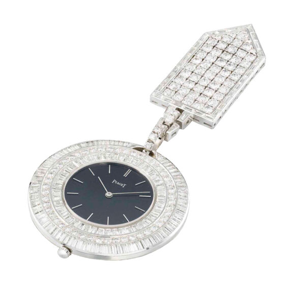 Swiss 18K white gold and diamond set lapel watch Circa 1968