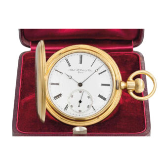 Swiss 18k gold hunting cased keyless lever watch Circa 1885