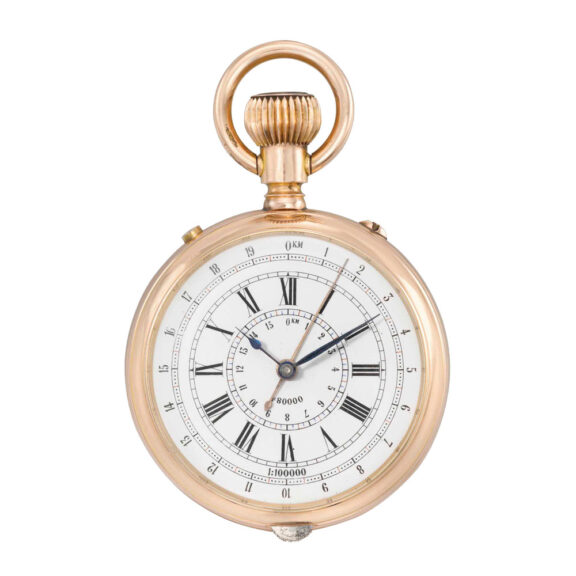 Unusual French gold double dialed chronograph Circa 1900