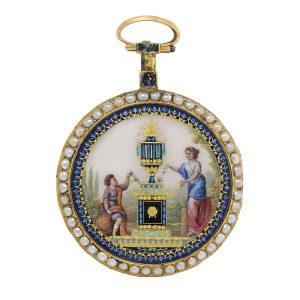 Swiss gold, enamel and pearl set open faced verge Circa 1780