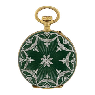 Swiss gold, platinum, enamel and diamond set lever Circa 1907
