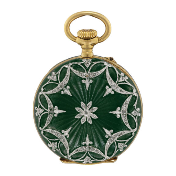 Swiss gold, platinum, enamel and diamond set lever Circa 1907