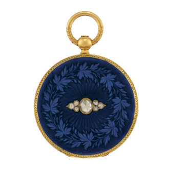 Swiss gold, enamel and diamond set full hunter Circa 1856