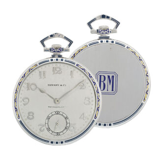 Swiss platinum and enamel open faced dress watch Circa 1928