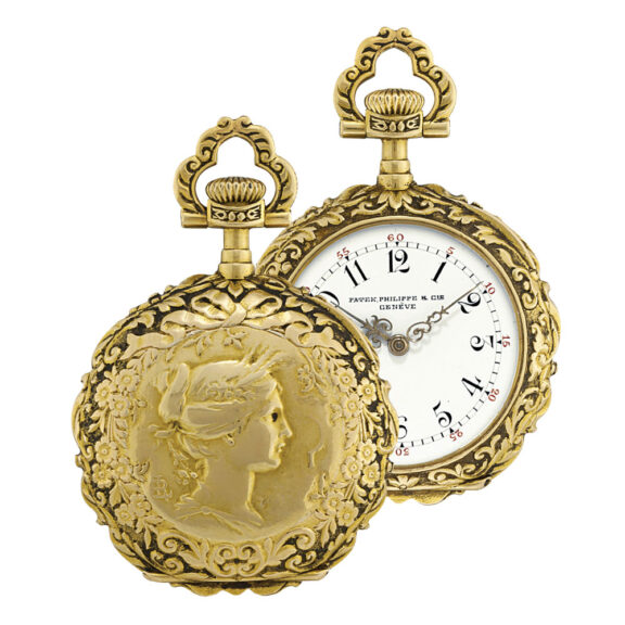 Unusual Swiss 18k gold open faced lever watch Circa 1897