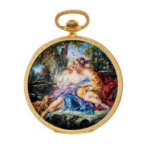 Swiss lever with enamel miniature by Suzanne Rohr Circa 1992