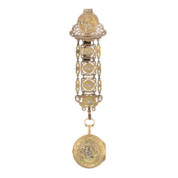 French gold verge watch with associated chatelaine Circa 1780