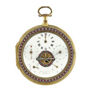 Gilt, enamel and paste set verge with moon phases Circa 1790